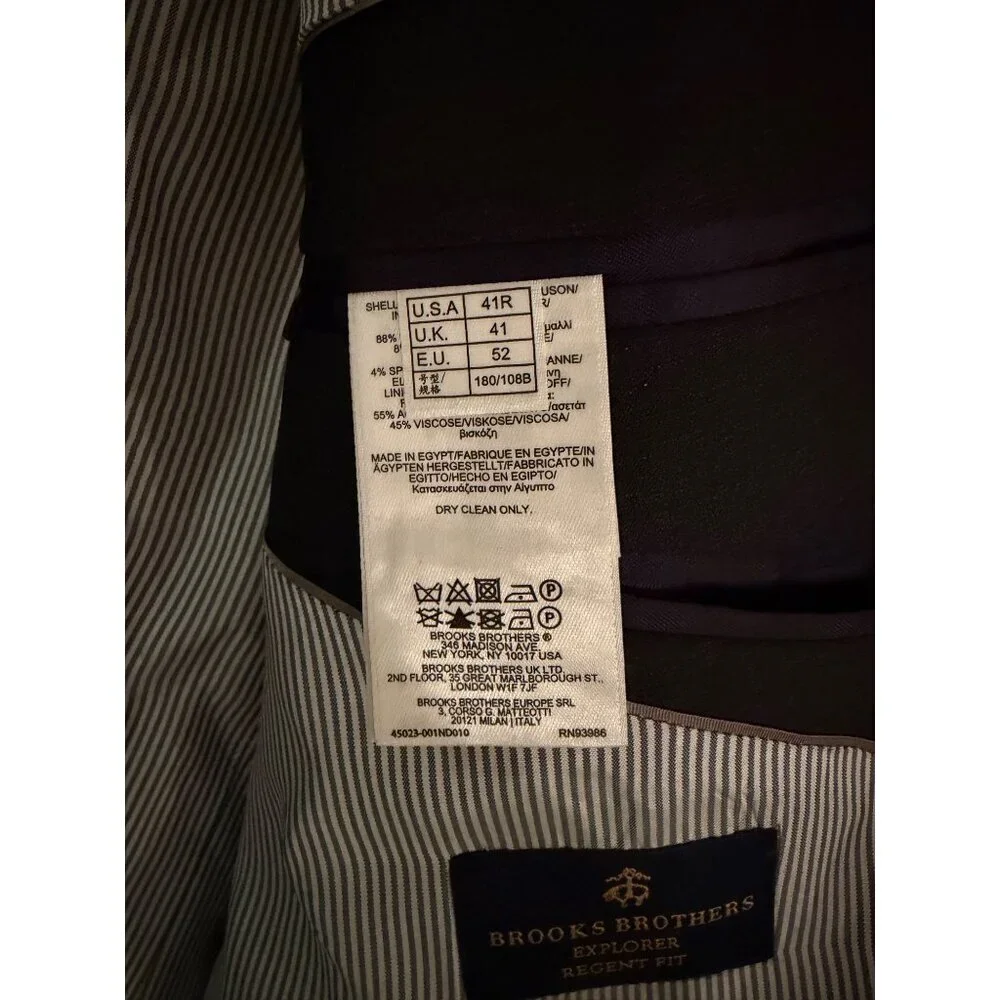 Brooks Brothers Mens Two-piece Suit Size 41 Gray Flat Front Notch Wool Blend